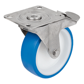 Swivel Castors with stop fix stainless steel for sterile areas (95046)