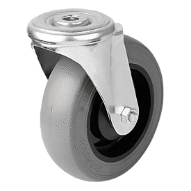 Swivel Castors, Steel, with soft rubber tyres (95026)