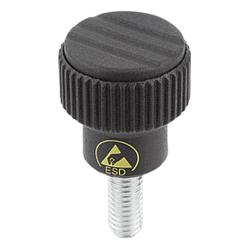 Knurled knobs antistatic with external thread (06092)