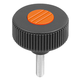 Knurled knobs, Form L, with external thread (06266)