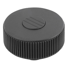 Knurled knobs, metal parts stainless steel, Form K, with tapped bush, with cap (06267)