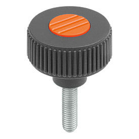 Knurled knobs, metal parts stainless steel, Form L, with external thread (06267)