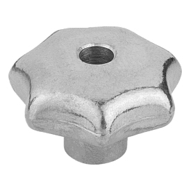 Star grips similar to DIN 6336, aluminium, Form B, drilled through (06192)