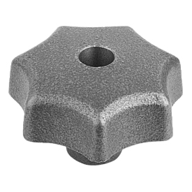 Star grips DIN 6336 grey cast iron, Form B, drilled through (06200)