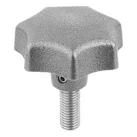 Star grips DIN 6336 grey cast iron, Form L, with external thread (06200)