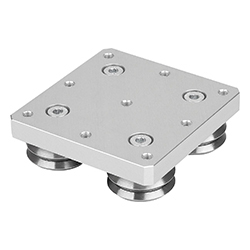 Roller guide carriage for linear guide rails, straight, aluminium (21350)