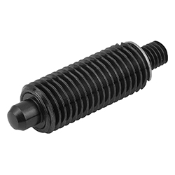 Indexing plunger without collar, form J with threaded pin without locknut, steel or stainless steel, inch (03096)