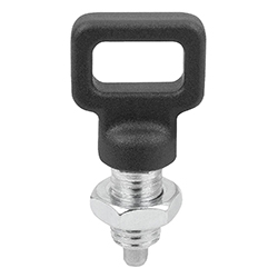 Indexing plunger with plastic eyelet grip, form B without locking slot with locknut (03089)