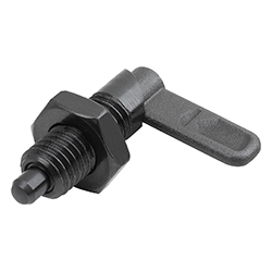 Cam-action indexing plunger, form B with threaded sleeve/nut, steel (03099)