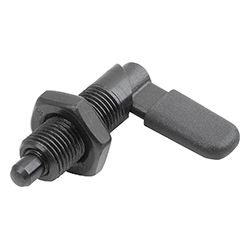 Cam-action indexing plunger, form D with threaded sleeve/nut/grip cap, steel (03099)