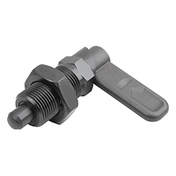 Cam-action indexing plunger with hexagon, form B, without cap with locknut, steel (03099)