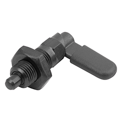 Cam-action indexing plunger with hexagon, form D, with cap with locknut, steel (03099)