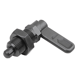 Cam-action indexing plunger with stop, form B with threaded sleeve/nut, steel (03099)