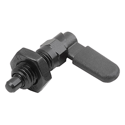 Cam-action indexing plunger with stop, form D with threaded sleeve/nut/cap, steel (03099)