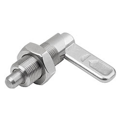 Cam-action indexing plunger, form B with threaded sleeve/nut, stainless steel  (03099)