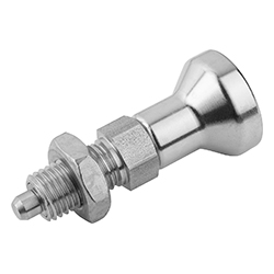 Indexing plunger, form B without locking slot with locknut, stainless steel, inch (03089)