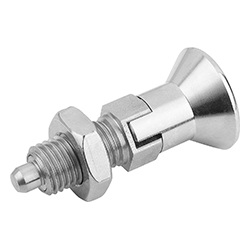 Indexing plunger, form D with locking slot with locknut, stainless steel, inch (03089)