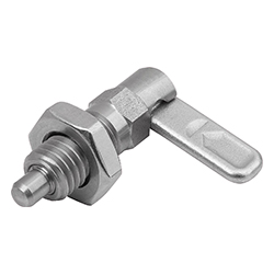 Cam-action indexing plunger with stop, form B with threaded sleeve/nut, stainless steel  (03099)