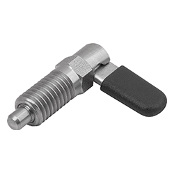 Cam-action indexing plunger with stop, form C with threaded sleeve/cap, stainless steel (03099)