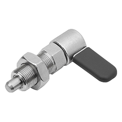 Cam-action indexing plunger with internal guide, form D with cap with locknut, stainless steel (03099)