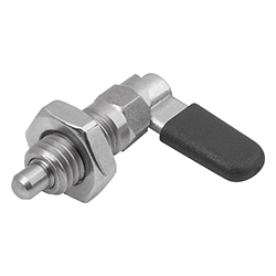 Cam-action indexing plunger with hexagon, form D, with cap with locknut, stainless steel (03099)