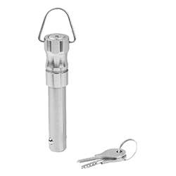 Ball lock pin lockable, form B with recessed grip and ring, stainless steel (03415)