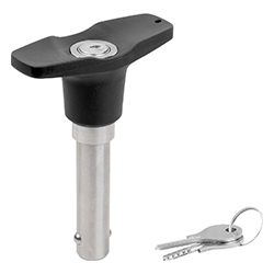 Ball lock pin lockable with t-grip, stainless steel (03420)