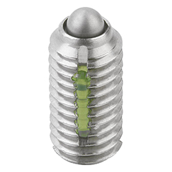 Spring plunger light spring force, with thread lock, stainless steel, Comp:Pin stainless steel (03026)