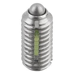 Spring plunger spring force, with thread lock, stainless steel, Comp:Pin stainless steel (03026)