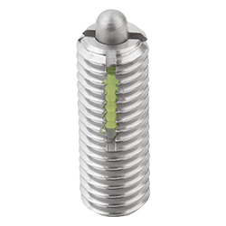 Spring plunger intensified spring force, with thread lock, stainless steel, Comp:Pin stainless steel (03056)