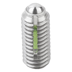 Spring plunger intensified spring force, with thread lock, stainless steel, Comp:Ball stainless steel (03036)