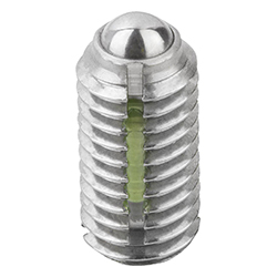 Spring plunger intensified spring force, with thread lock, stainless steel, Comp:Ball stainless steel (03011)