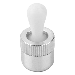 Lateral spring plunger, spring force without seal, thrust pin POM, aluminium, inch (03330)