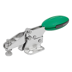 Toggle clamp horizontal standard, horizontal foot, adjustable clamping spindle, stainless steel (05900)