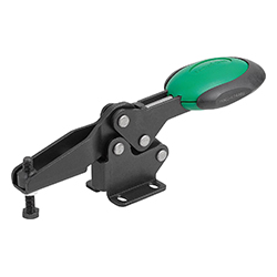 Toggle clamp horizontal with safety lock, horizontal foot, adjustable clamping spindle (05900)