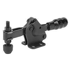 Toggle clamp, horizontal with horizontal foot, adjustable clamping spindle, form A (05775)