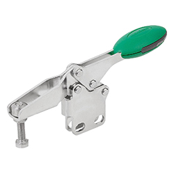 Toggle clamp horizontal standard, vertical foot, adjustable clamping spindle, stainless steel (05904)