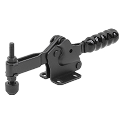 Toggle clamp, horizontal with horizontal foot, adjustable clamping spindle, form B (05775)