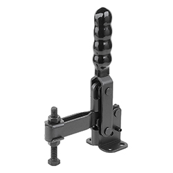 Toggle clamp, vertical with horizontal foot, adjustable clamping spindle, form C (05715)