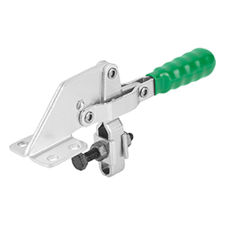 Toggle clamp vertical, angled foot, steel galvanized, with clamping spindle (05060)