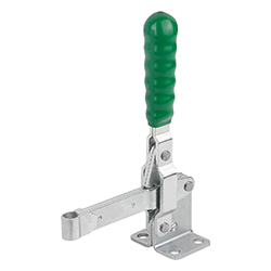 Toggle clamp vertical, horizontal foot, with solid clamping arm, steel galvanized, without clamping spindle (05020)