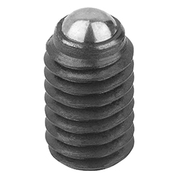 Ball-end thrust screw without head, ball steel or POM (07110)