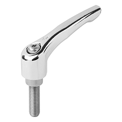 Clamping lever with external thread, die-cast zinc silver high-gloss chromed (06461)