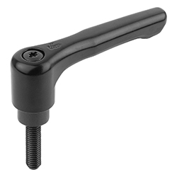 Clamping lever flat, external thread, zinc, matt textured, inch (06458)