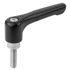 Clamping lever flat, external thread,, zinc, matt textured, inch (06459)