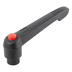 Clamping lever with push button, internal thread, plastic, inch (06600)