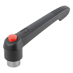 Clamping lever with push button, internal thread, plastic, inch (06601)