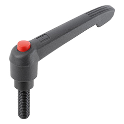 Clamping lever with push button, external thread, plastic, inch (06610)