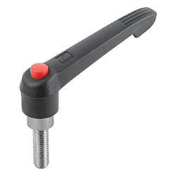 Clamping lever with push button, external thread, plastic, inch (06611)