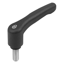 Clamping lever with safety function with external thread, plastic, inch (06613-11)